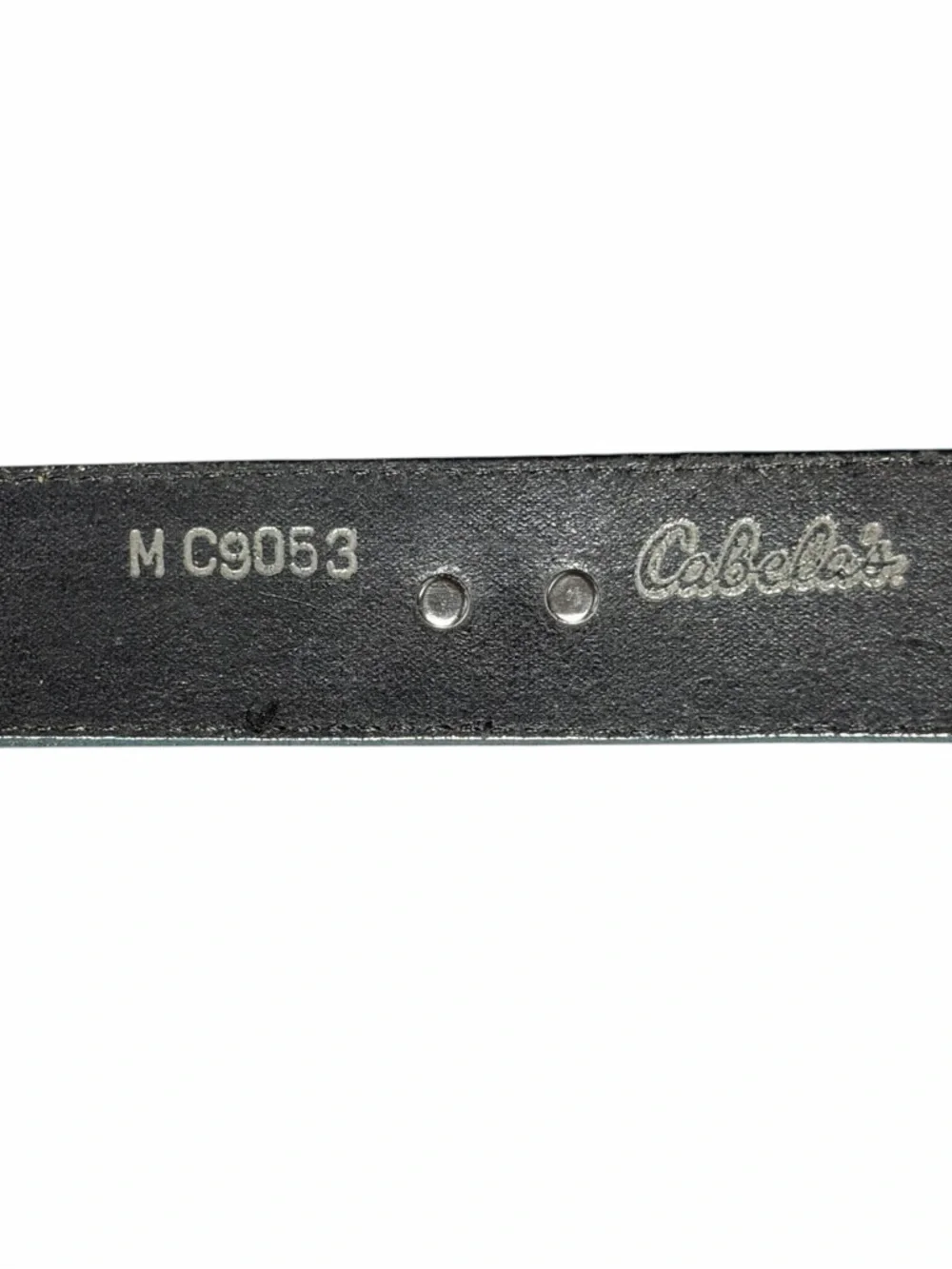 CABELA’S BLACK LEATHER BELT WITH SILVER ANIMAL CONCHOS – VINTAGE 1991 MEDIUM